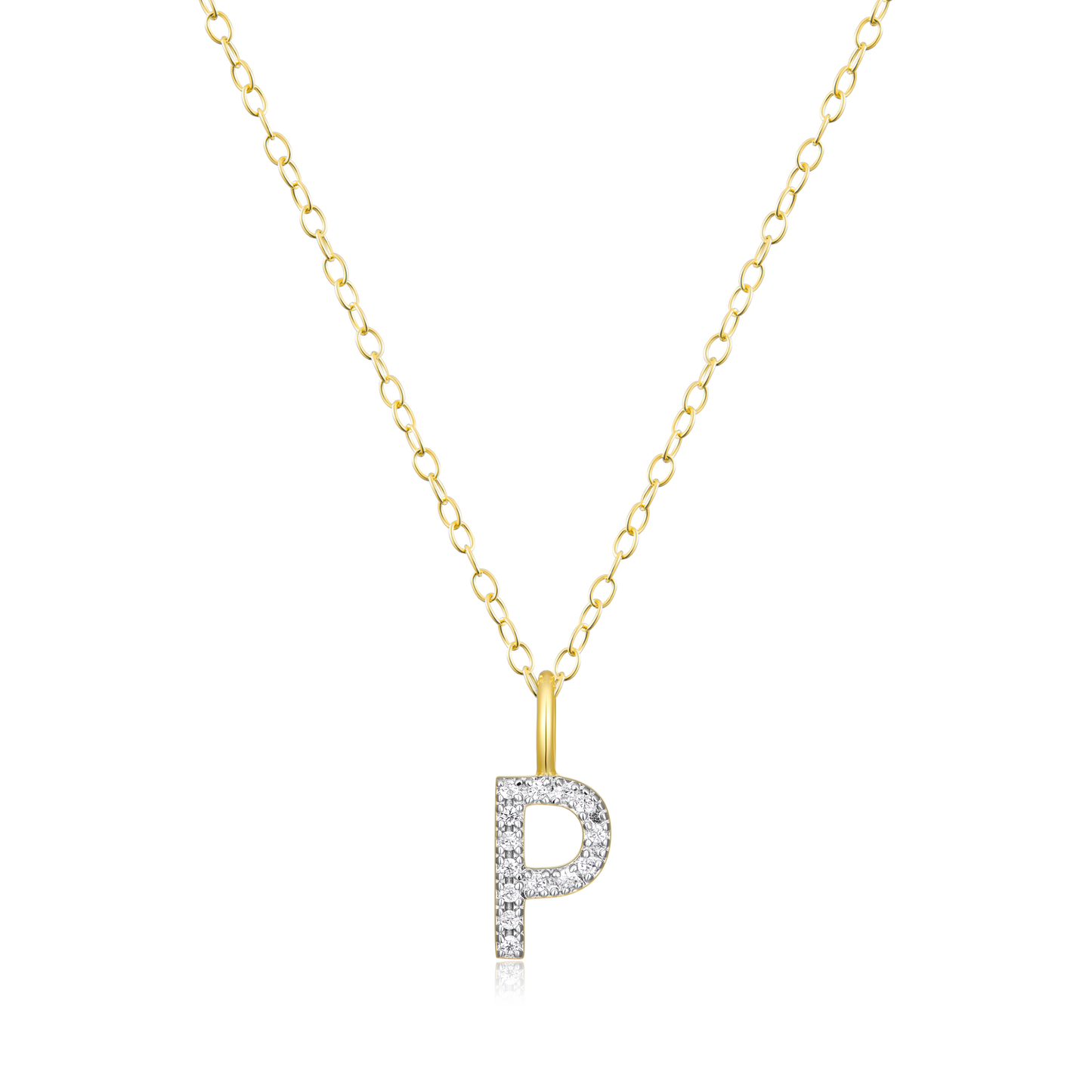 Letter "P" Initial Pendant Necklace in 14K Yellow Gold-Plated Sterling Silver | M by Monte Luna
