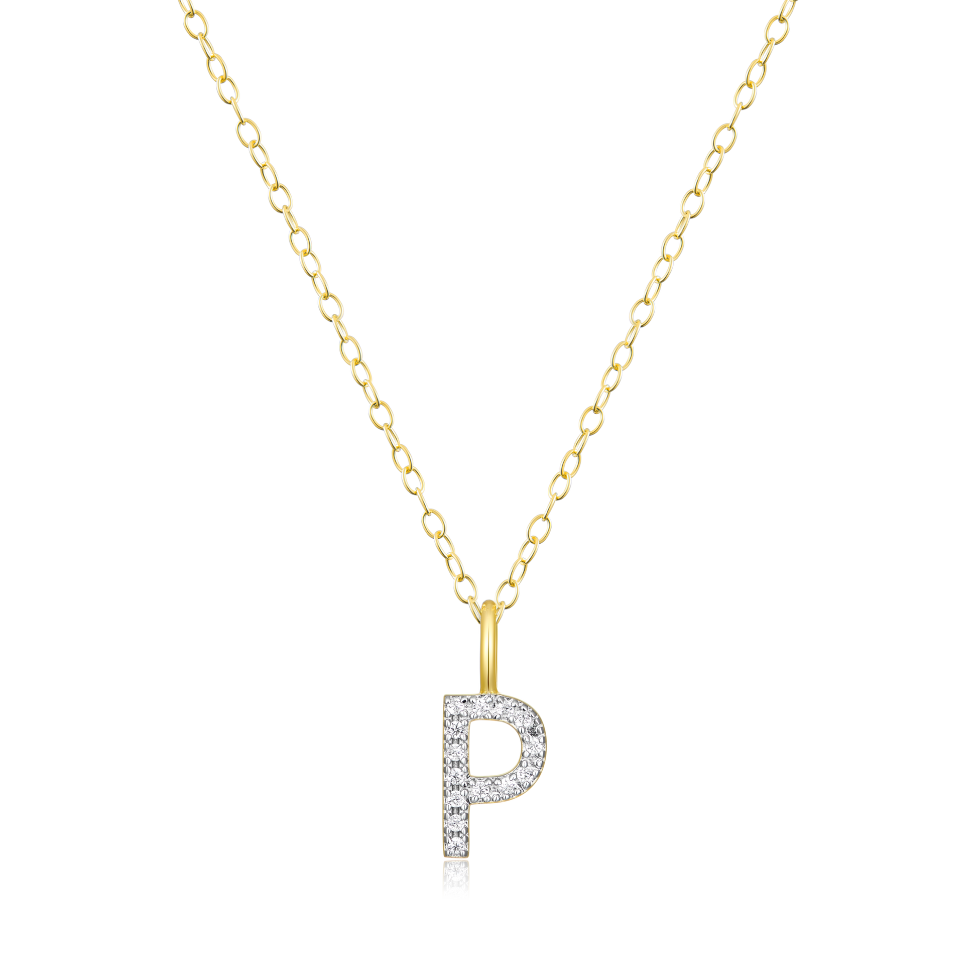 Letter "P" Initial Pendant Necklace in 14K Yellow Gold-Plated Sterling Silver | M by Monte Luna