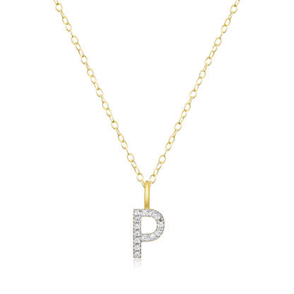 Letter "P" Initial Pendant Necklace in 14K Yellow Gold-Plated Sterling Silver | M by Monte Luna