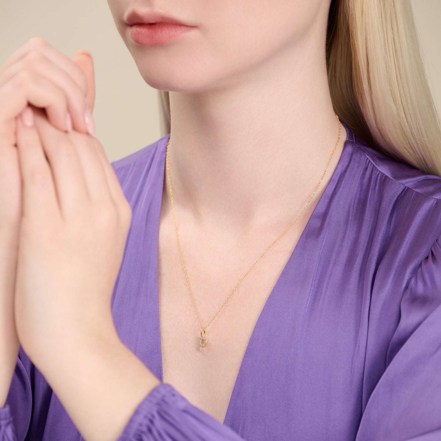 Letter "P" Initial Pendant Necklace in 14K Yellow Gold-Plated Sterling Silver | M by Monte Luna