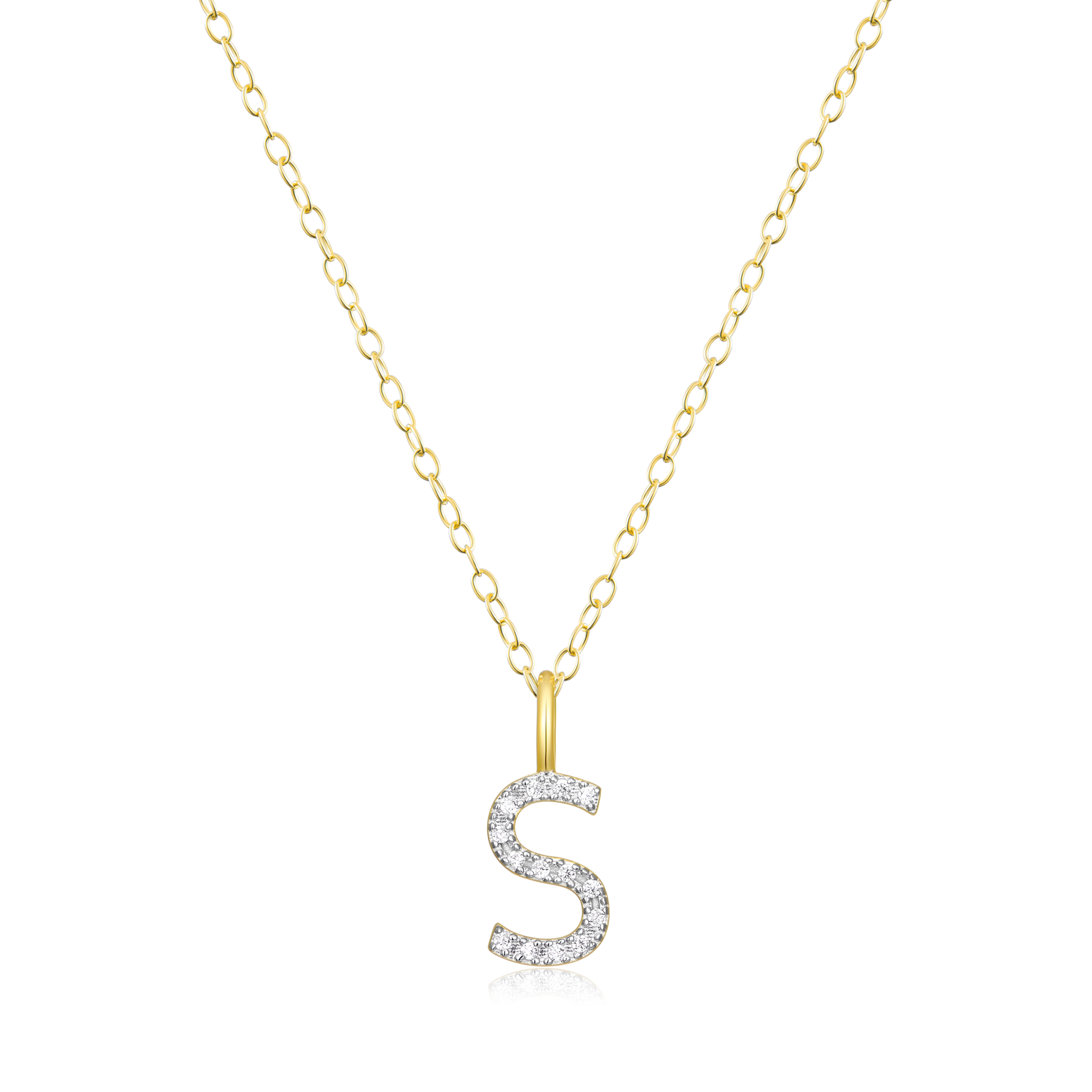 Letter "S" Initial Pendant Necklace in 14K Yellow Gold-Plated Sterling Silver | M by Monte Luna