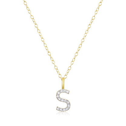Letter "S" Initial Pendant Necklace in 14K Yellow Gold-Plated Sterling Silver | M by Monte Luna