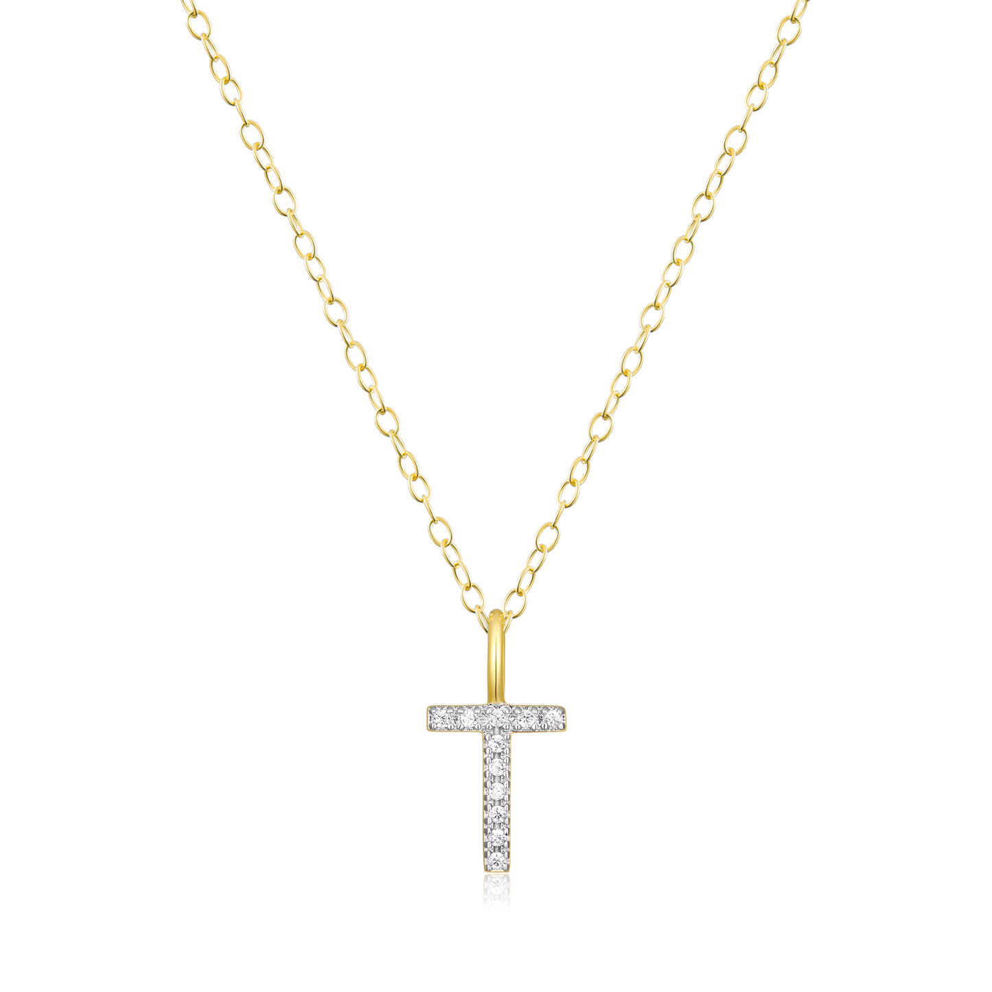 Letter "T" Initial Pendant Necklace in 14K Yellow Gold-Plated Sterling Silver | M by Monte Luna