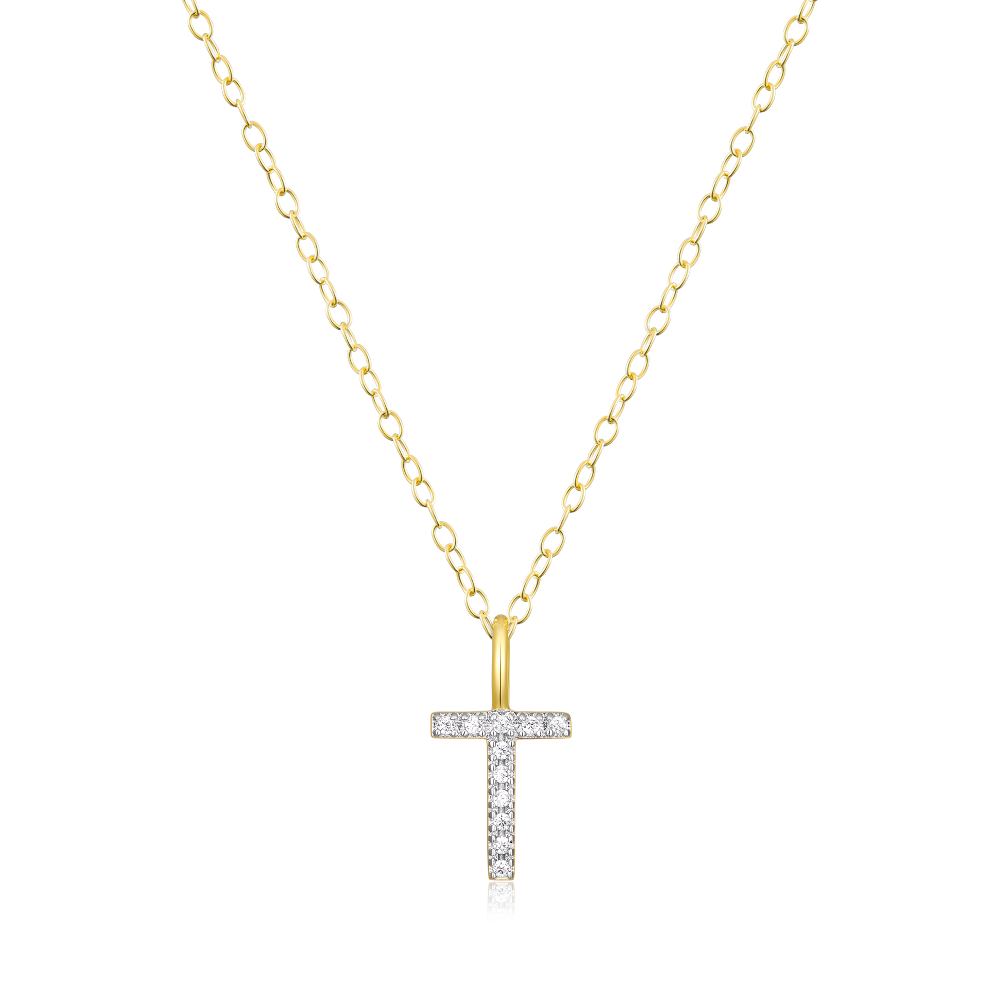 Letter "T" Initial Pendant Necklace in 14K Yellow Gold-Plated Sterling Silver | M by Monte Luna