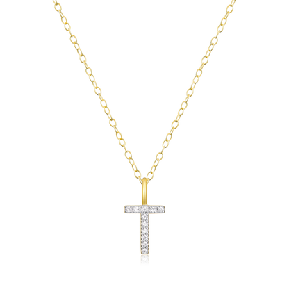 Letter "T" Initial Pendant Necklace in 14K Yellow Gold-Plated Sterling Silver | M by Monte Luna