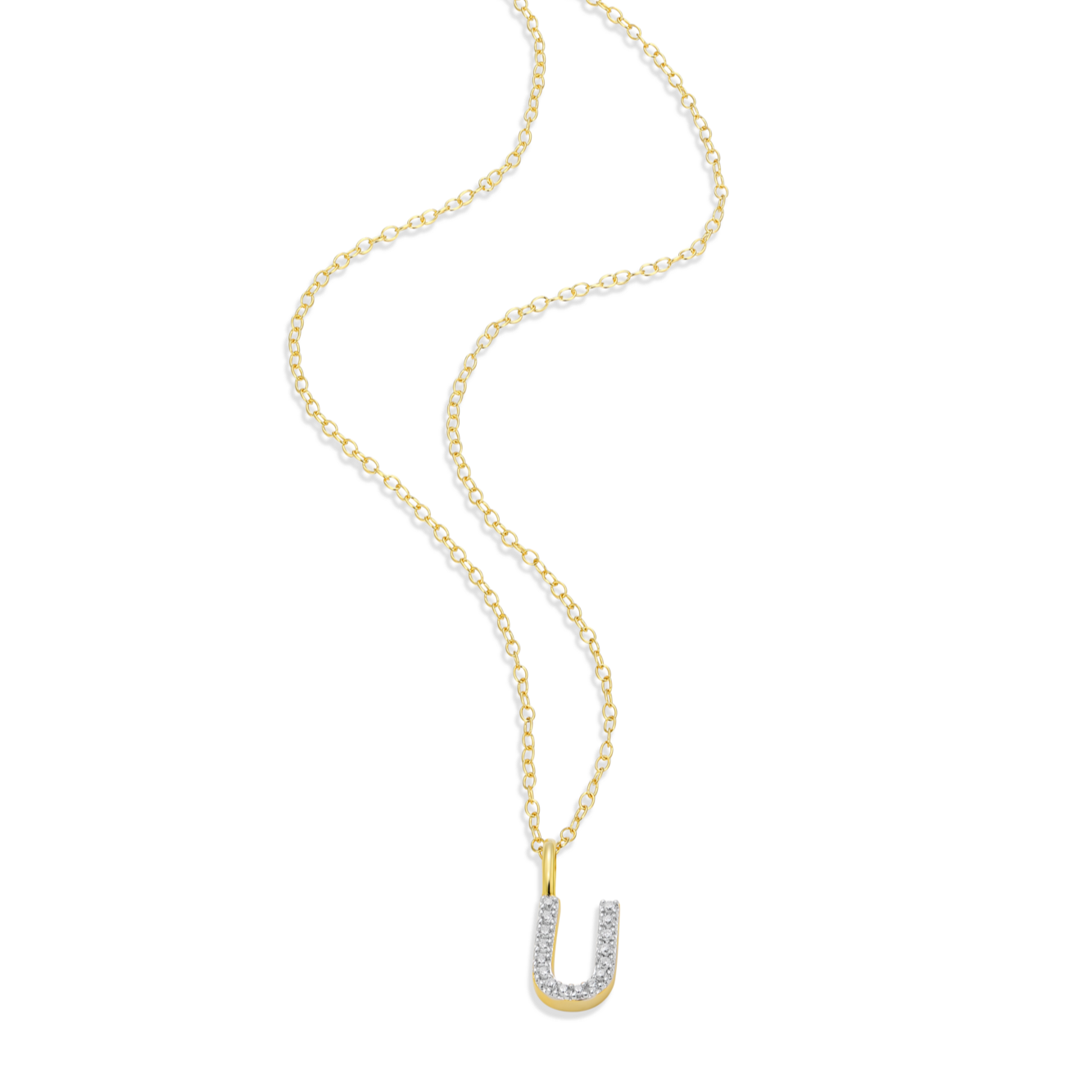 Letter "U" Initial Pendant Necklace in 14K Yellow Gold-Plated Sterling Silver | M by Monte Luna