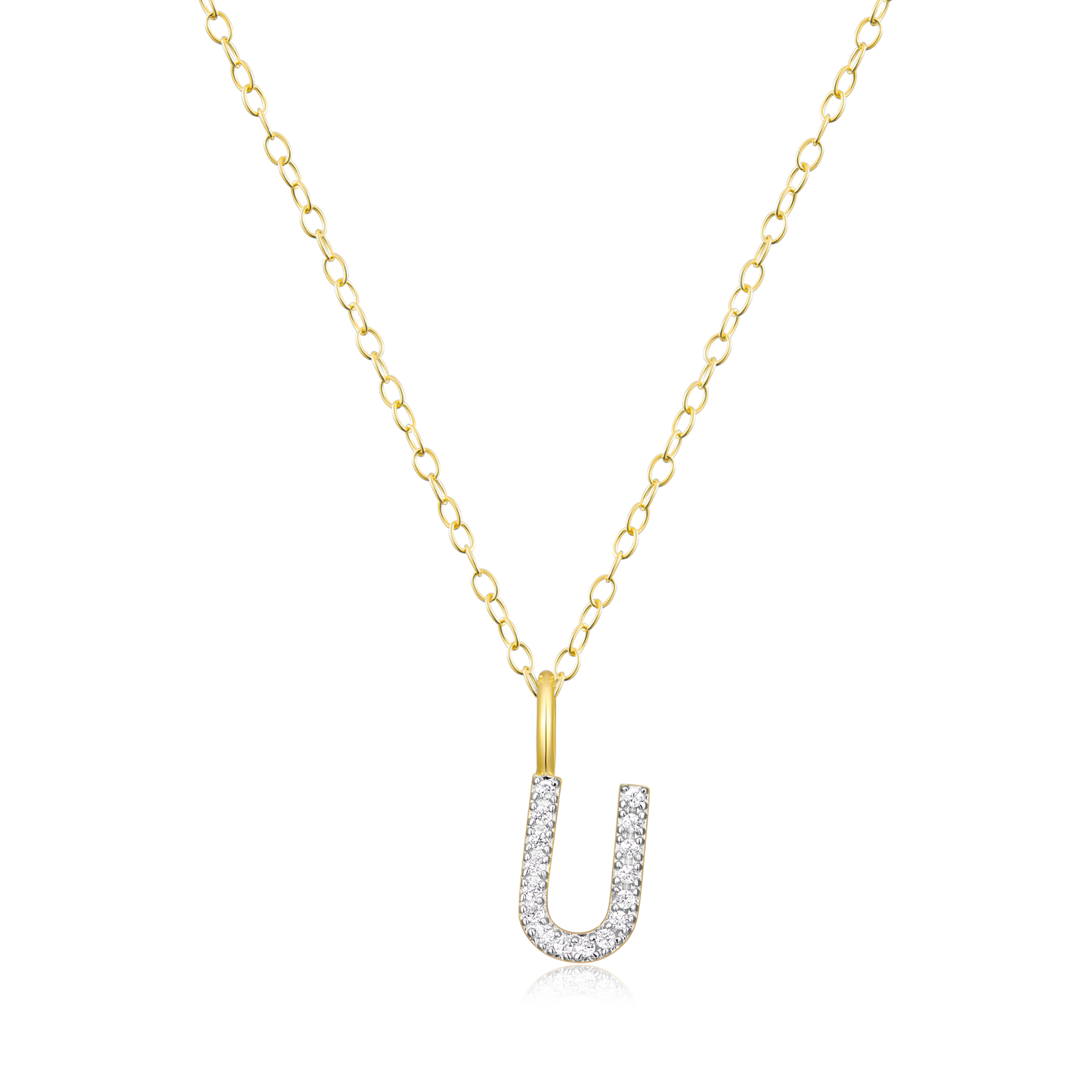 Letter "U" Initial Pendant Necklace in 14K Yellow Gold-Plated Sterling Silver | M by Monte Luna