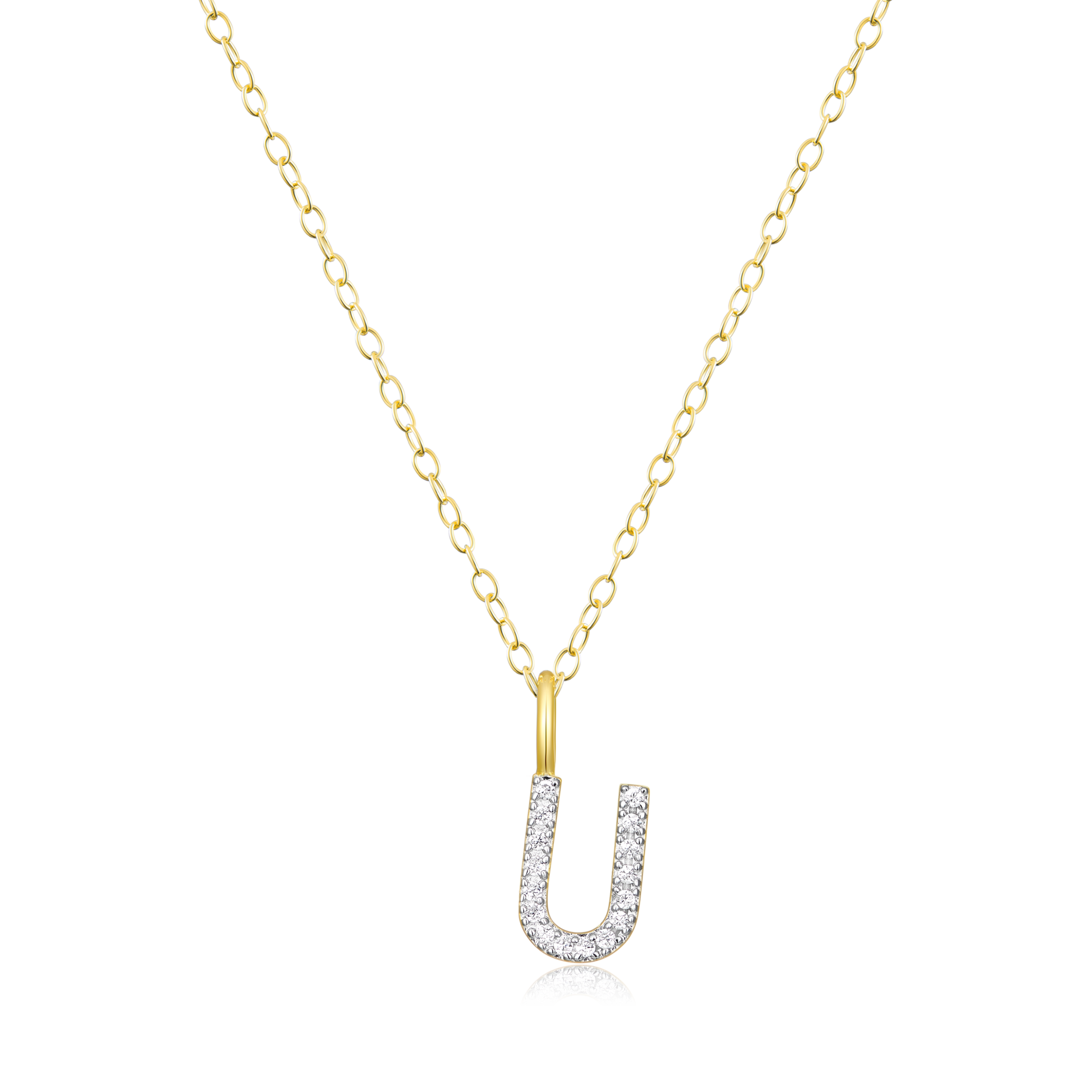 Letter "U" Initial Pendant Necklace in 14K Yellow Gold-Plated Sterling Silver | M by Monte Luna
