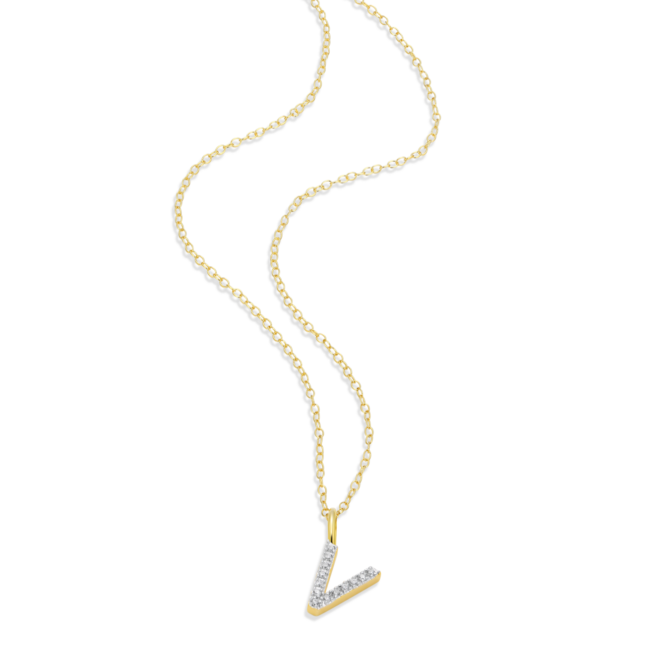 Letter "V" Initial Pendant Necklace in 14K Yellow Gold-Plated Sterling Silver | M by Monte Luna