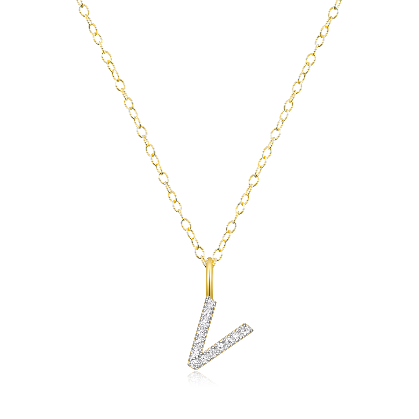 Letter "V" Initial Pendant Necklace in 14K Yellow Gold-Plated Sterling Silver | M by Monte Luna