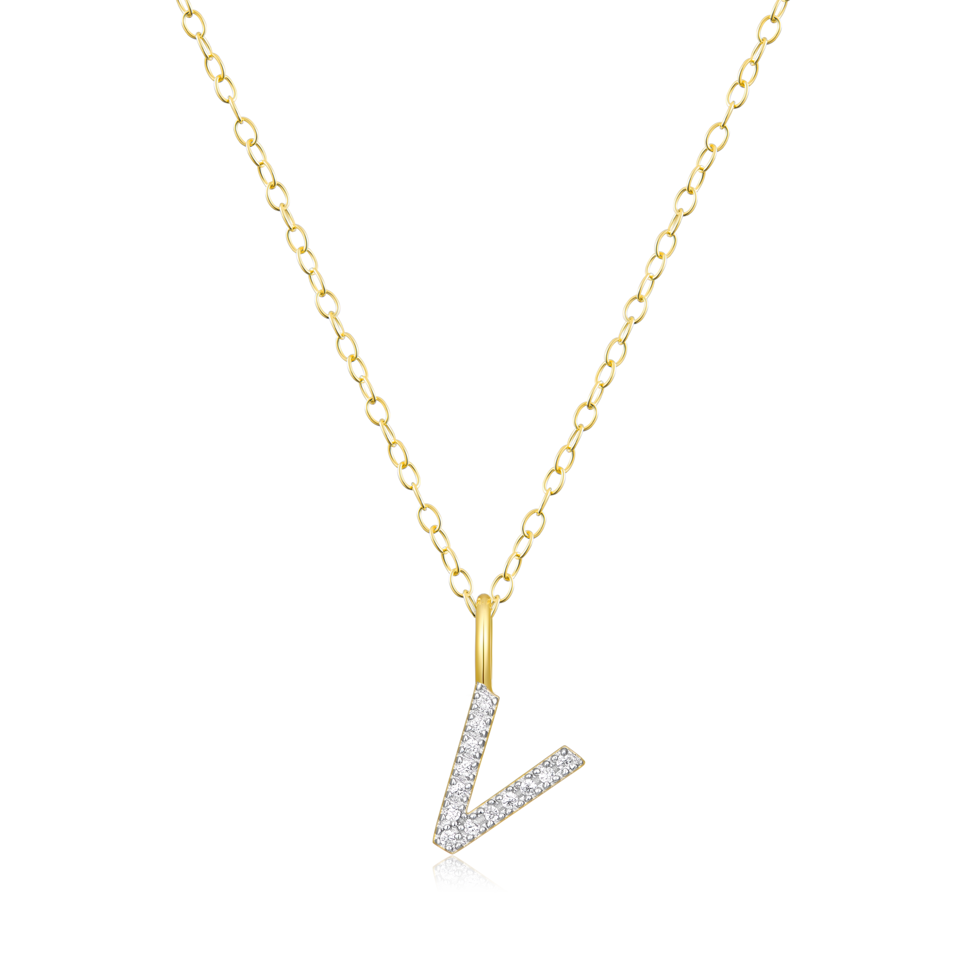 Letter "V" Initial Pendant Necklace in 14K Yellow Gold-Plated Sterling Silver | M by Monte Luna