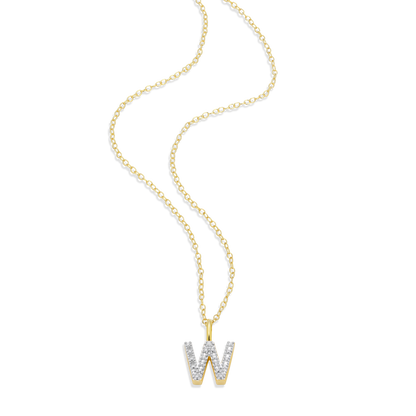 Letter "W" Initial Pendant Necklace in 14K Yellow Gold-Plated Sterling Silver | M by Monte Luna