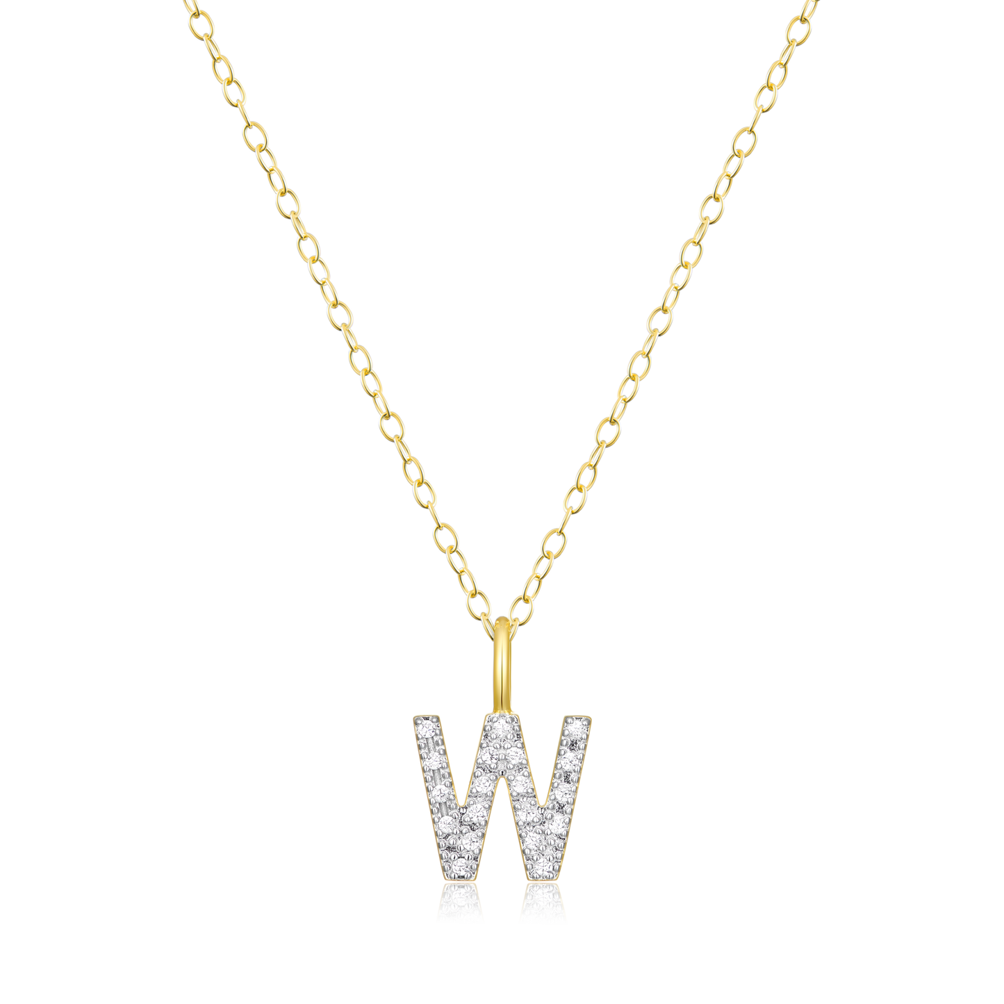Letter "W" Initial Pendant Necklace in 14K Yellow Gold-Plated Sterling Silver | M by Monte Luna