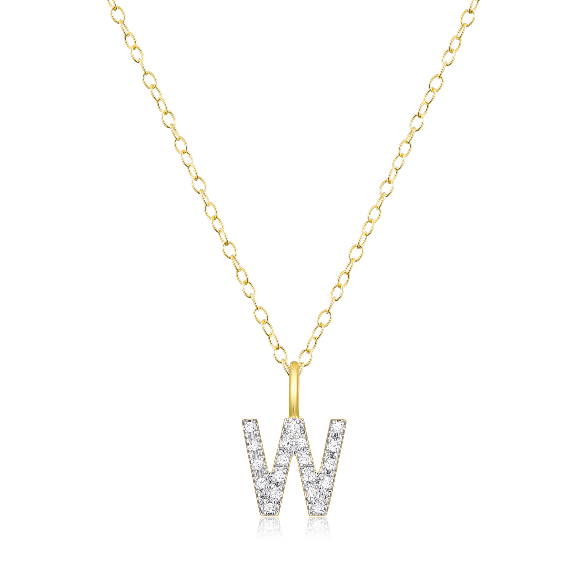 Letter "W" Initial Pendant Necklace in 14K Yellow Gold-Plated Sterling Silver | M by Monte Luna