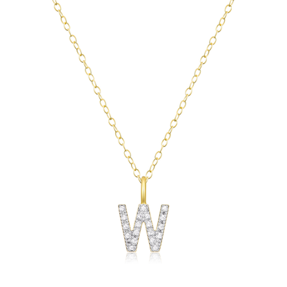 Letter "W" Initial Pendant Necklace in 14K Yellow Gold-Plated Sterling Silver | M by Monte Luna