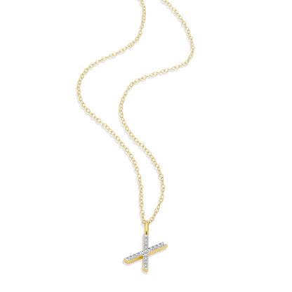 Letter "X" Initial Pendant Necklace in 14K Yellow Gold-Plated Sterling Silver | M by Monte Luna