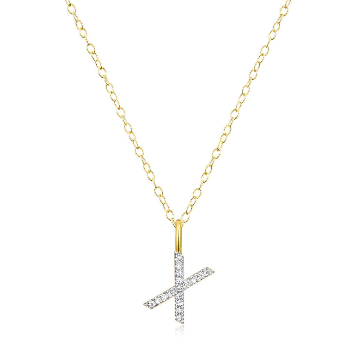Letter "X" Initial Pendant Necklace in 14K Yellow Gold-Plated Sterling Silver | M by Monte Luna