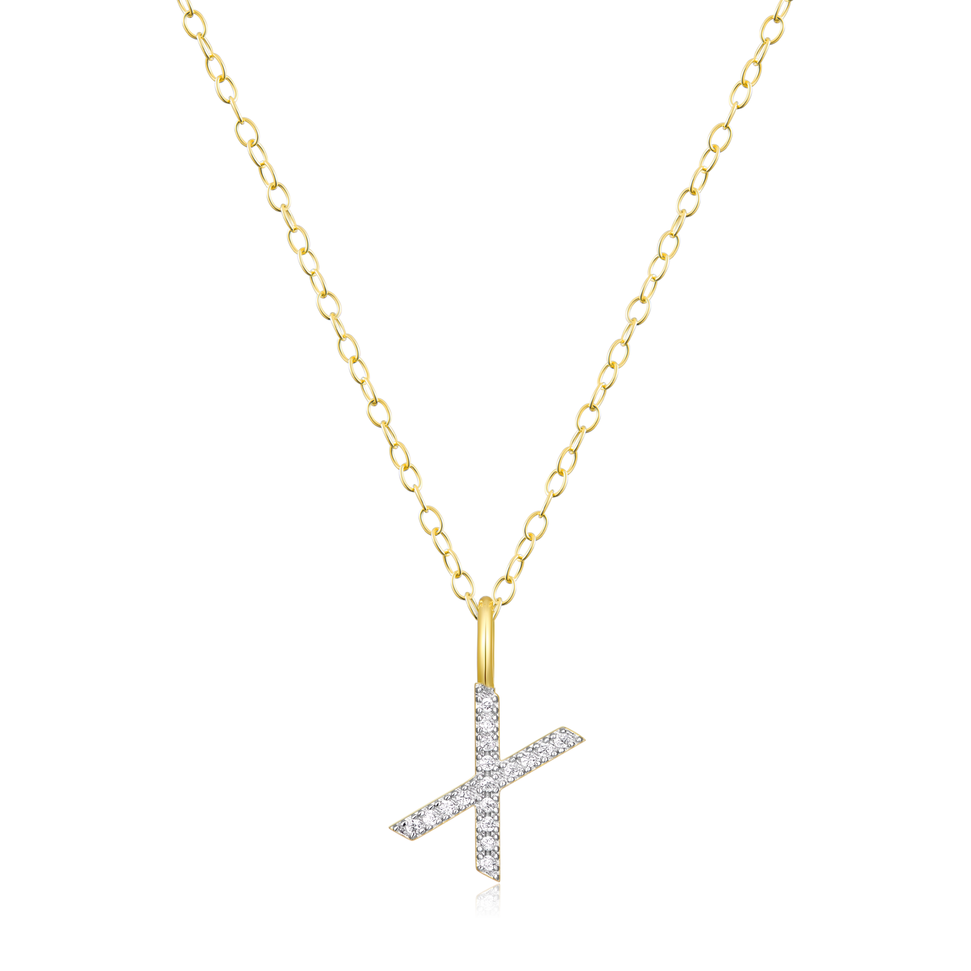Letter "X" Initial Pendant Necklace in 14K Yellow Gold-Plated Sterling Silver | M by Monte Luna