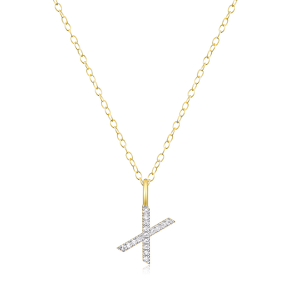 Letter "X" Initial Pendant Necklace in 14K Yellow Gold-Plated Sterling Silver | M by Monte Luna