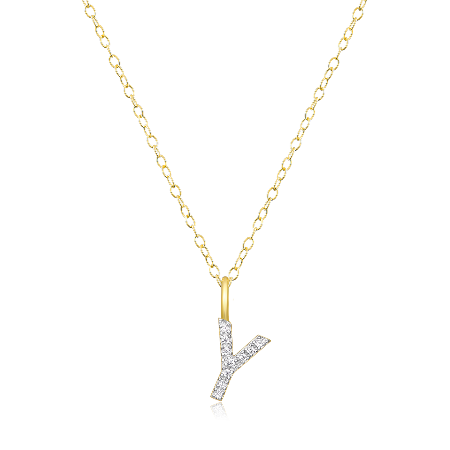 Letter "Y" Initial Pendant Necklace in 14K Yellow Gold-Plated Sterling Silver | M by Monte Luna