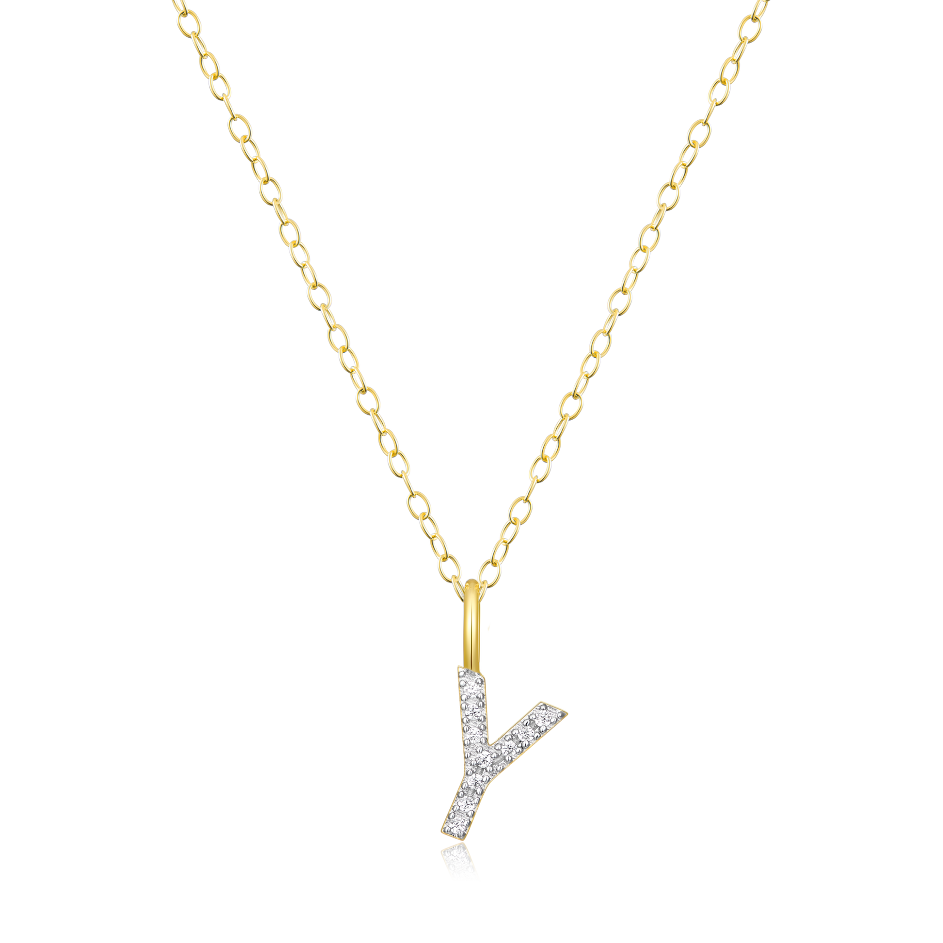Letter "Y" Initial Pendant Necklace in 14K Yellow Gold-Plated Sterling Silver | M by Monte Luna