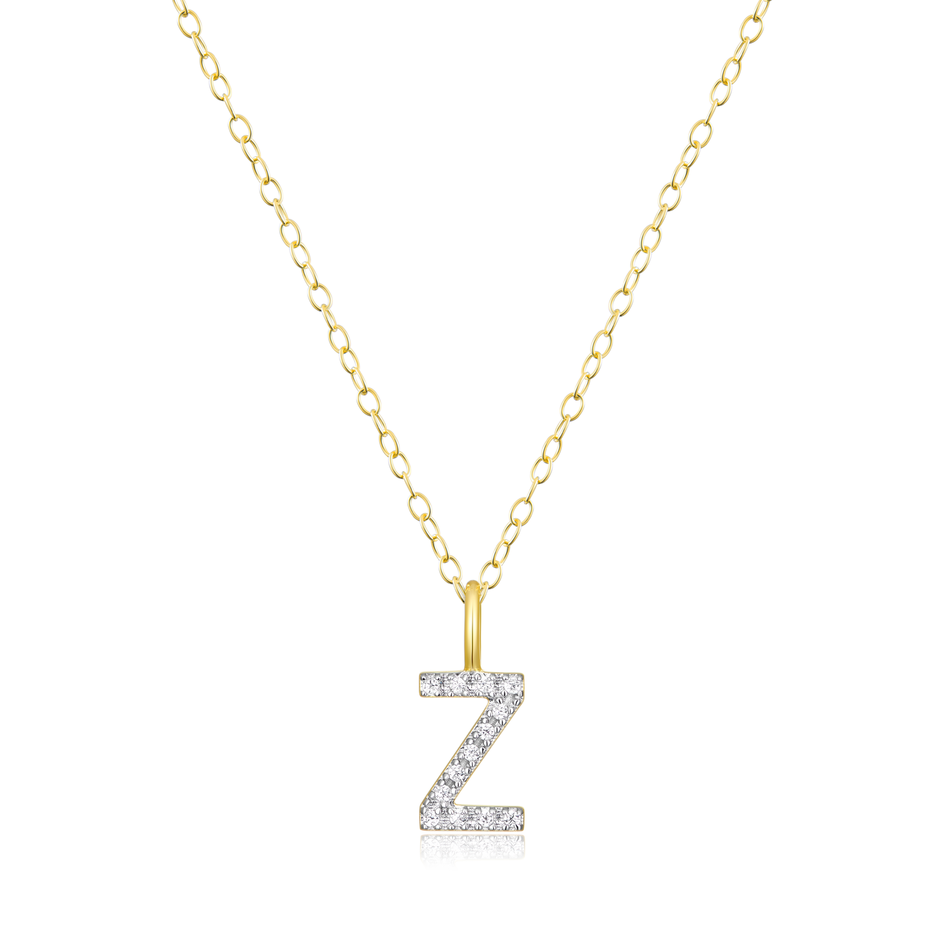 Letter "Z" Initial Pendant Necklace in 14K Yellow Gold-Plated Sterling Silver | M by Monte Luna