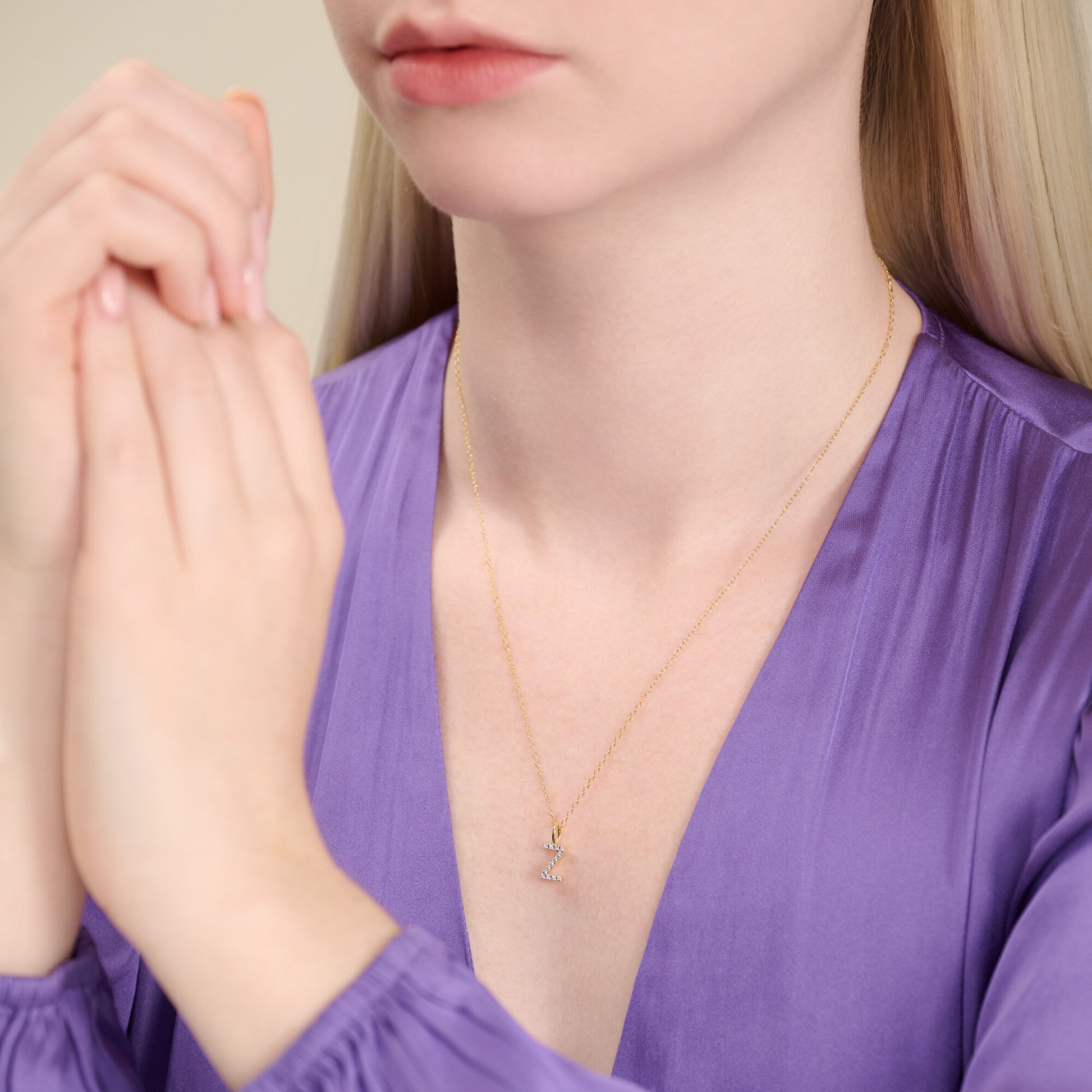 Letter "Z" Initial Pendant Necklace in 14K Yellow Gold-Plated Sterling Silver | M by Monte Luna