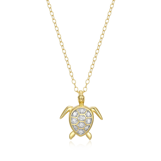 Sea Turtle Lab-Created Diamond Pendant Necklace in 14K Gold & Rhodium-Plated Sterling Silver | M by Monte Luna