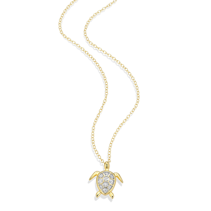 Sea Turtle Lab-Created Diamond Pendant Necklace in 14K Gold & Rhodium-Plated Sterling Silver | M by Monte Luna