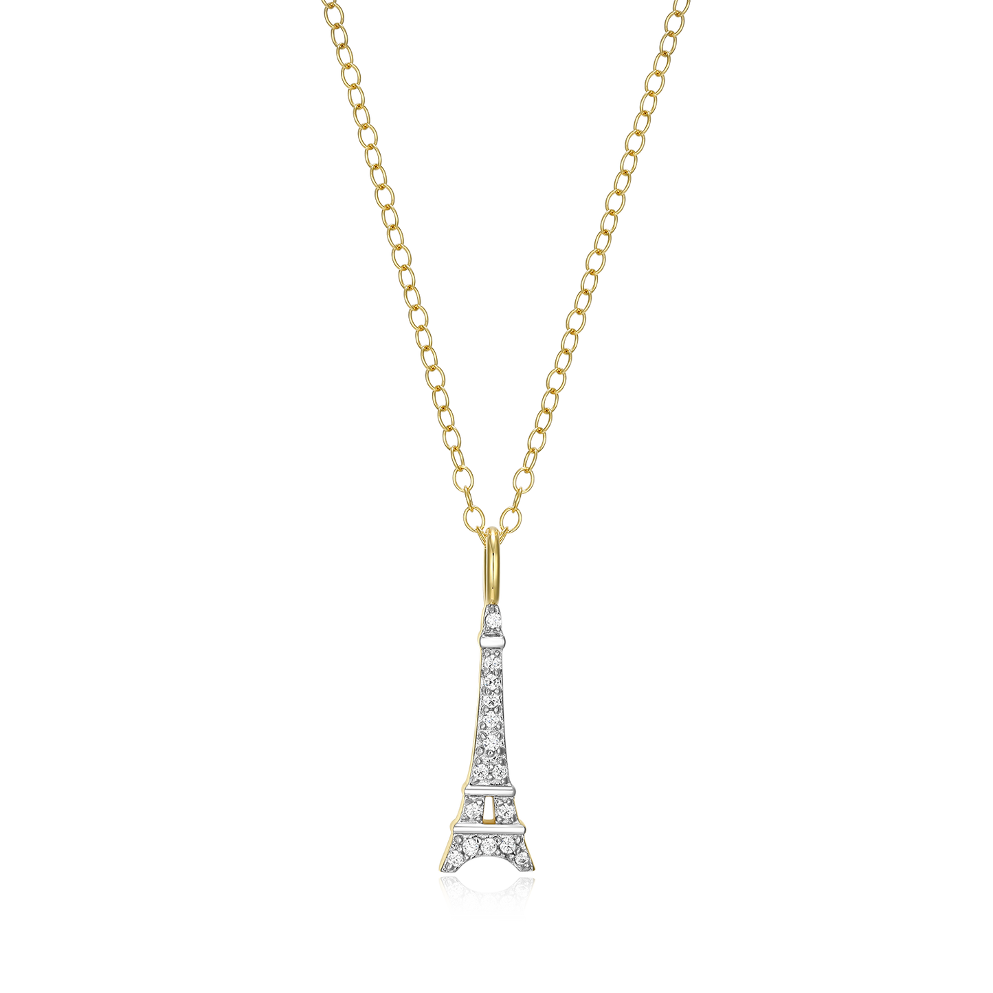 Eiffel Tower Lab-Created Diamond Pendant Necklace in 14K Gold & Rhodium-Plated Sterling Silver | M by Monte Luna