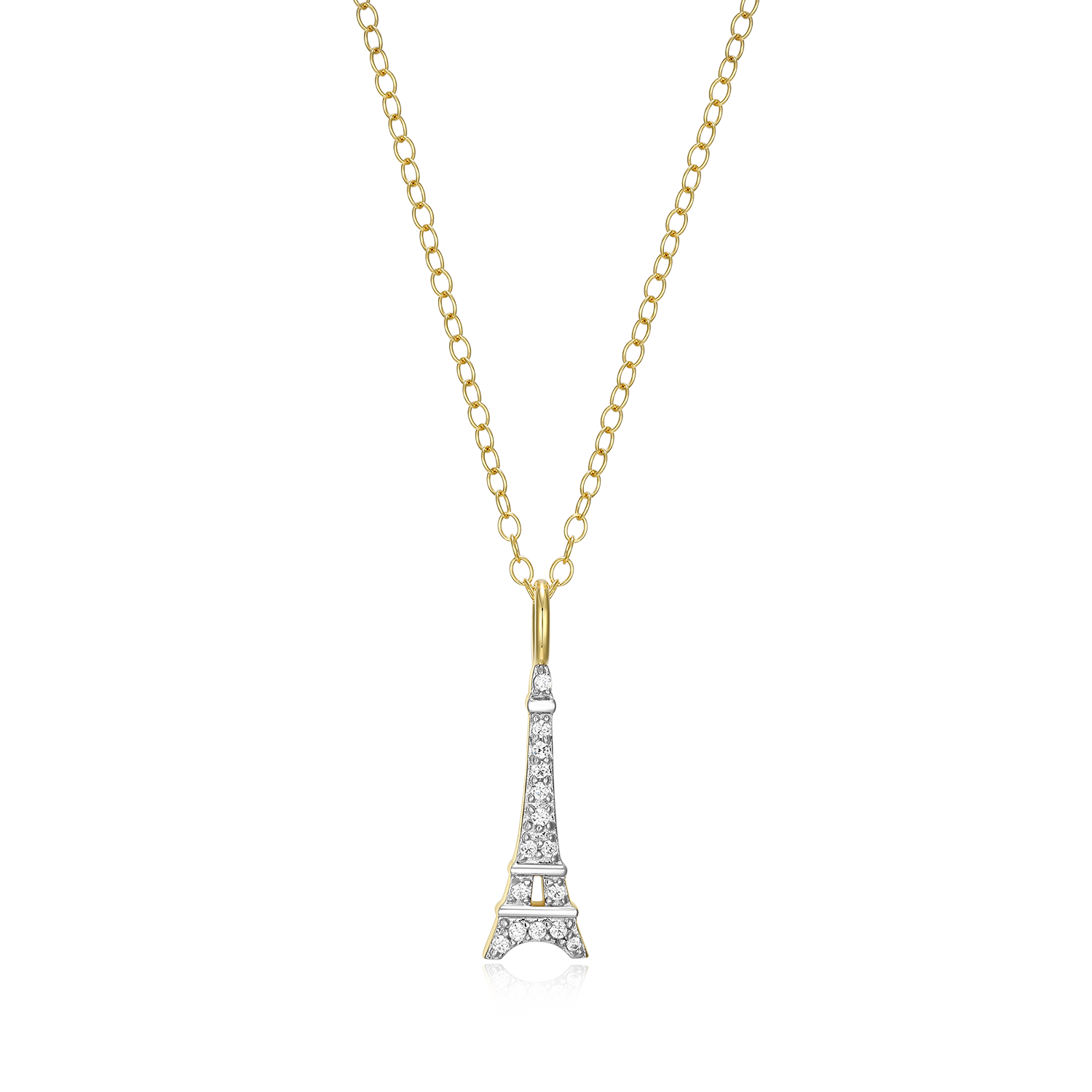 Eiffel Tower Lab-Created Diamond Pendant Necklace in 14K Gold & Rhodium-Plated Sterling Silver | M by Monte Luna