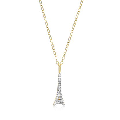Eiffel Tower Lab-Created Diamond Pendant Necklace in 14K Gold & Rhodium-Plated Sterling Silver | M by Monte Luna
