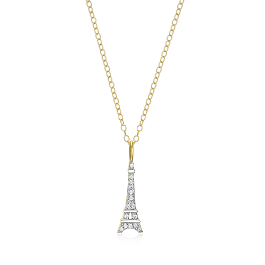 Eiffel Tower Lab-Created Diamond Pendant Necklace in 14K Gold & Rhodium-Plated Sterling Silver | M by Monte Luna