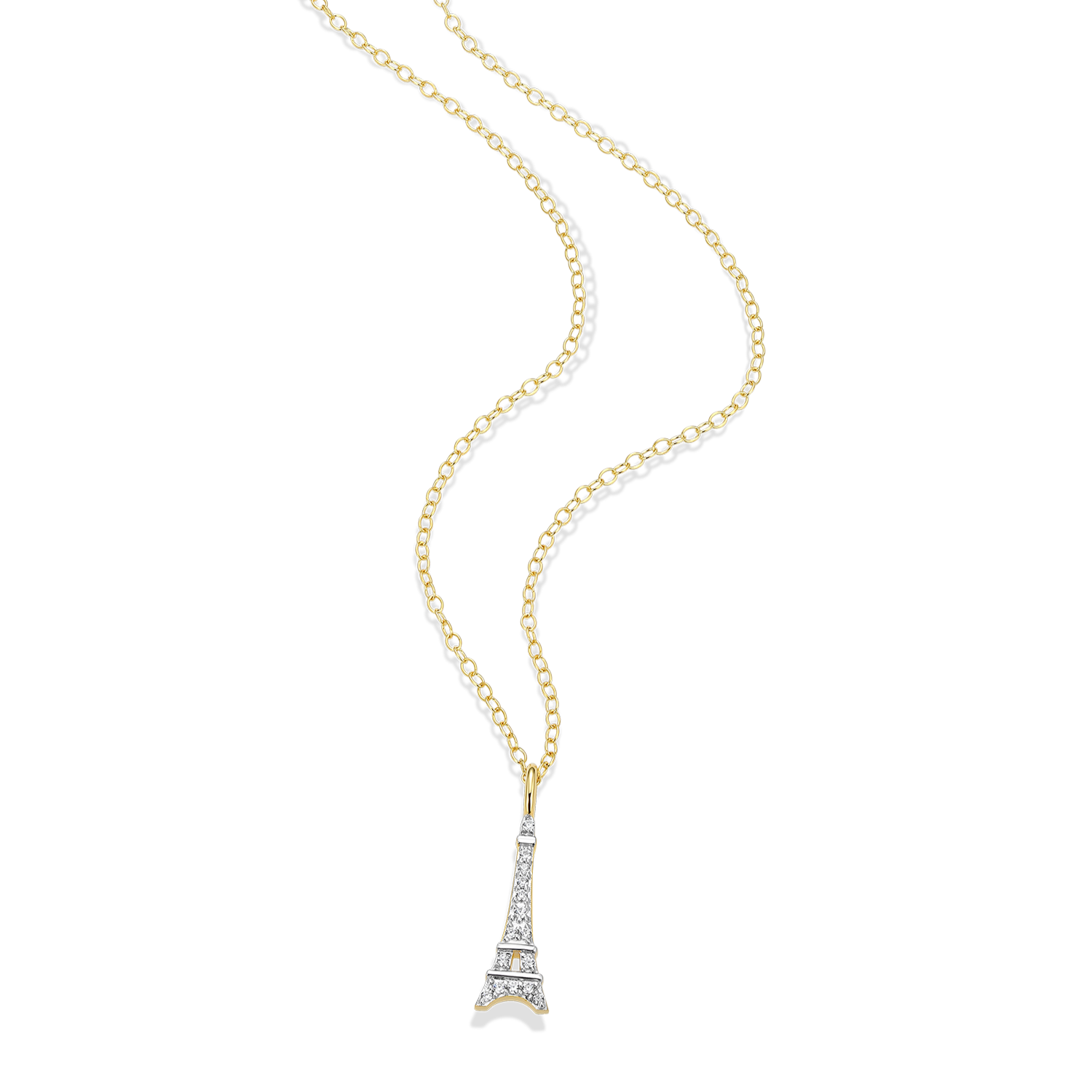 Eiffel Tower Lab-Created Diamond Pendant Necklace in 14K Gold & Rhodium-Plated Sterling Silver | M by Monte Luna