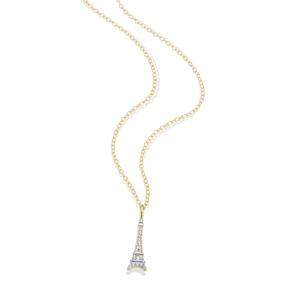 Eiffel Tower Lab-Created Diamond Pendant Necklace in 14K Gold & Rhodium-Plated Sterling Silver | M by Monte Luna