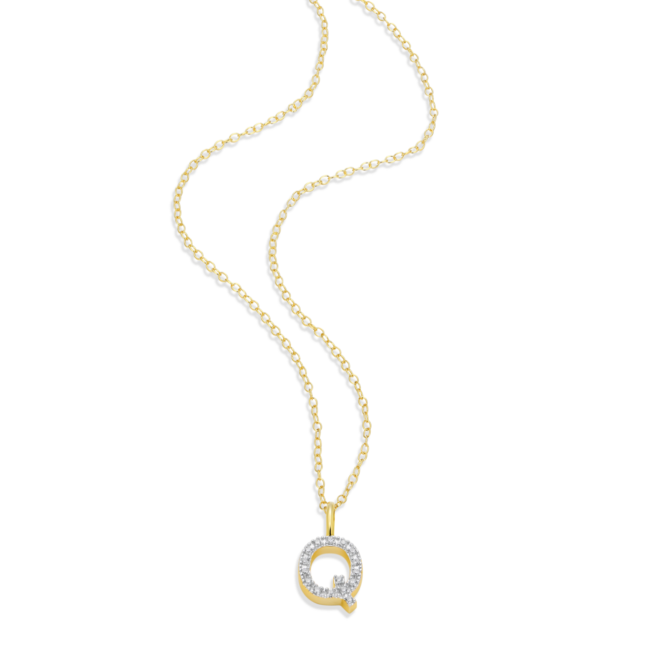Letter "Q" Initial Pendant Necklace in 14K Yellow Gold-Plated Sterling Silver | M by Monte Luna