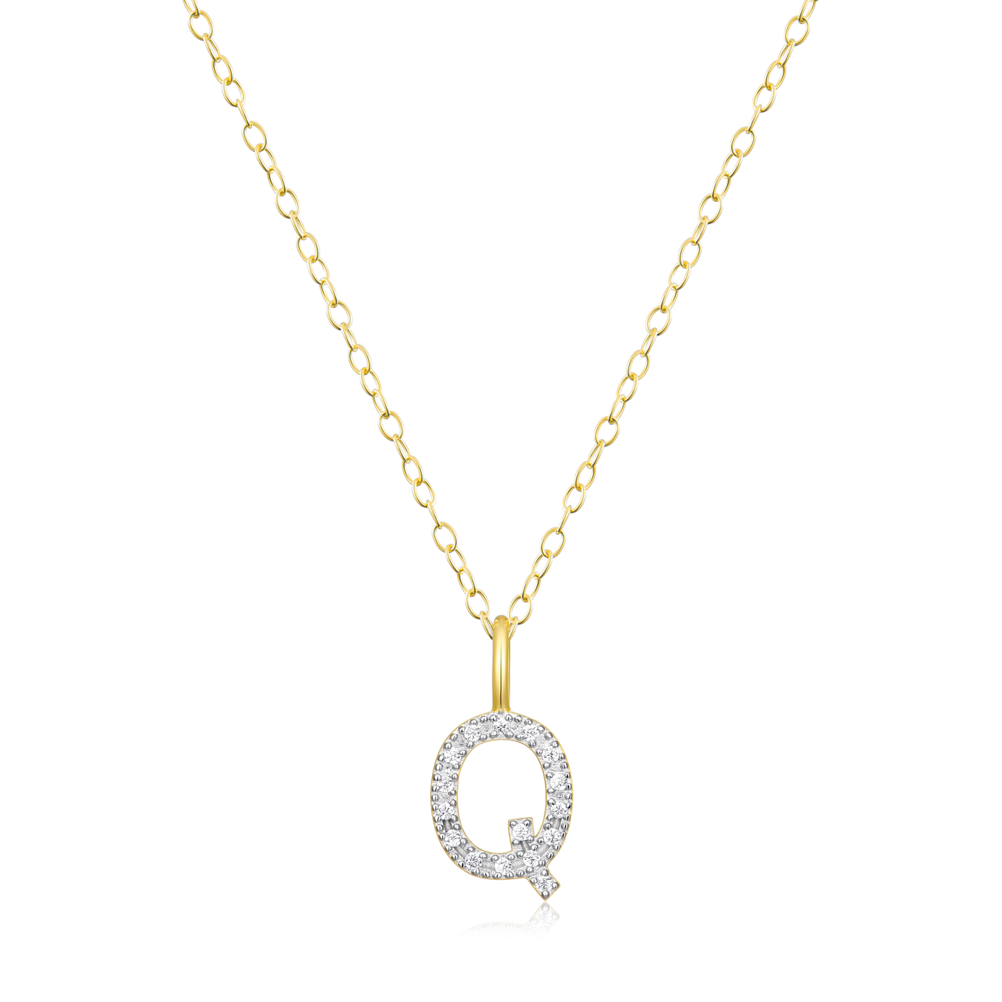 Letter "Q" Initial Pendant Necklace in 14K Yellow Gold-Plated Sterling Silver | M by Monte Luna