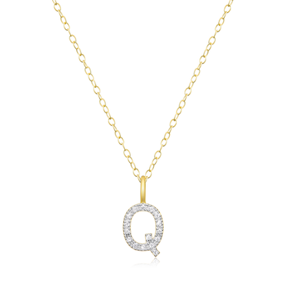 Letter "Q" Initial Pendant Necklace in 14K Yellow Gold-Plated Sterling Silver | M by Monte Luna