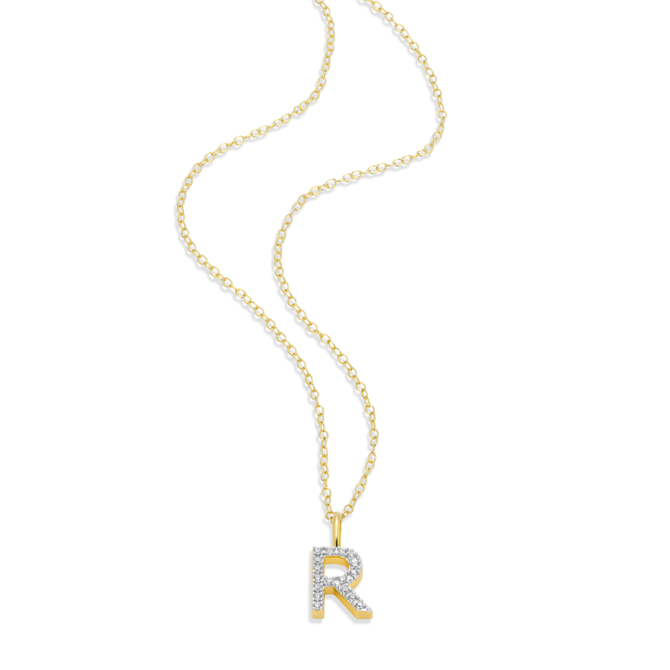 Letter "R" Initial Pendant Necklace in 14K Yellow Gold-Plated Sterling Silver | M by Monte Luna