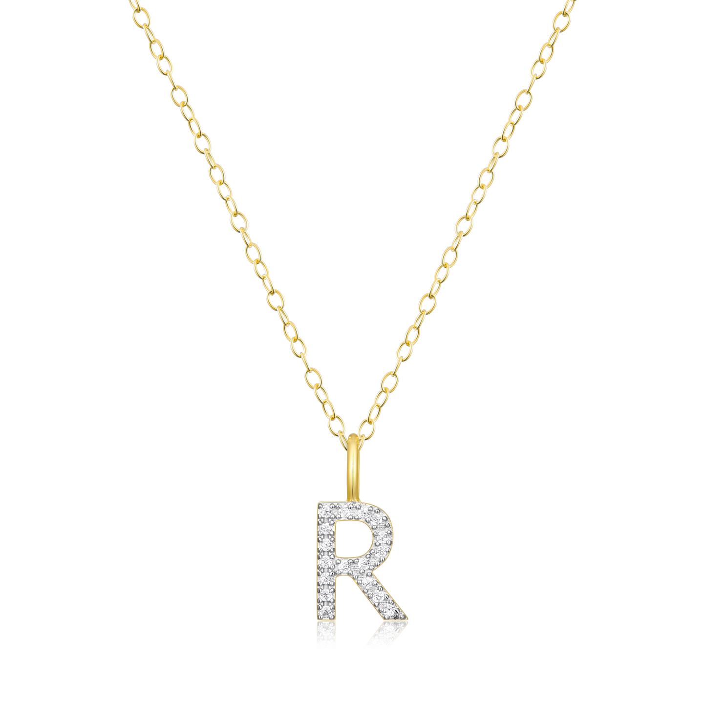 Letter "R" Initial Pendant Necklace in 14K Yellow Gold-Plated Sterling Silver | M by Monte Luna
