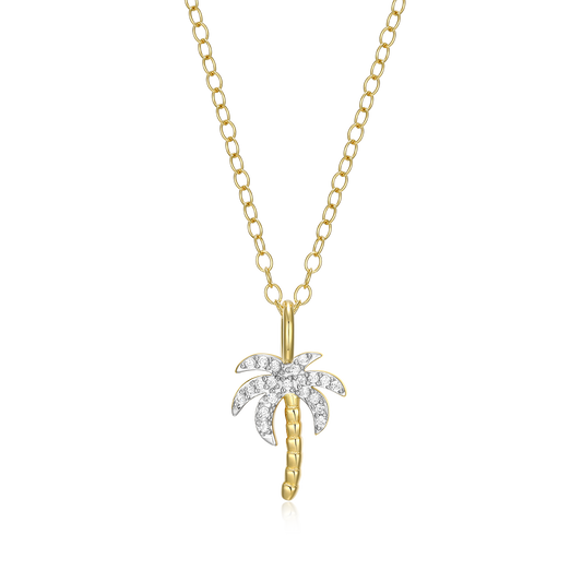 Pave Palm Tree Lab-Created Diamond Pendant Necklace in 14K Gold & Rhodium-Plated Sterling Silver | M by Monte Luna
