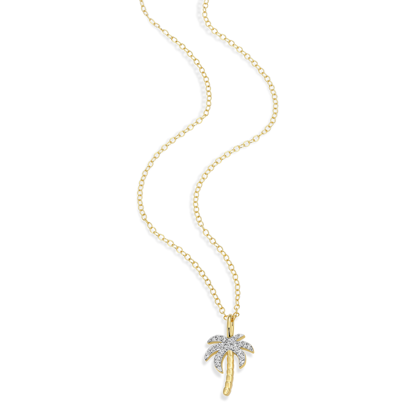 Pave Palm Tree Lab-Created Diamond Pendant Necklace in 14K Gold & Rhodium-Plated Sterling Silver | M by Monte Luna