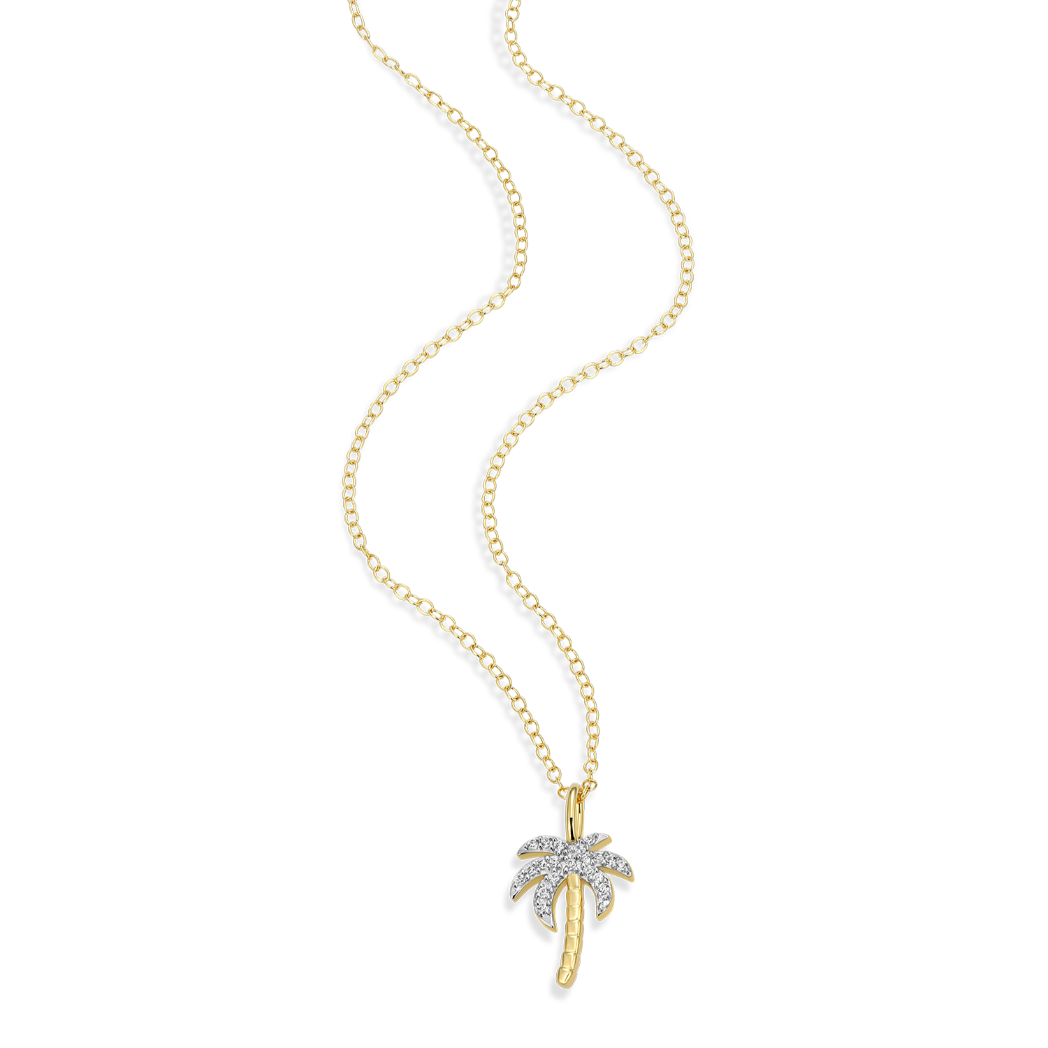 Pave Palm Tree Lab-Created Diamond Pendant Necklace in 14K Gold & Rhodium-Plated Sterling Silver | M by Monte Luna