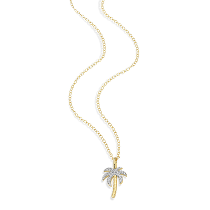 Pave Palm Tree Lab-Created Diamond Pendant Necklace in 14K Gold & Rhodium-Plated Sterling Silver | M by Monte Luna