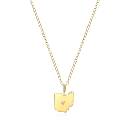 Ohio State Lab-Created Diamond Pendant Necklace in 14K Gold-Plated Sterling Silver | M by Monte Luna