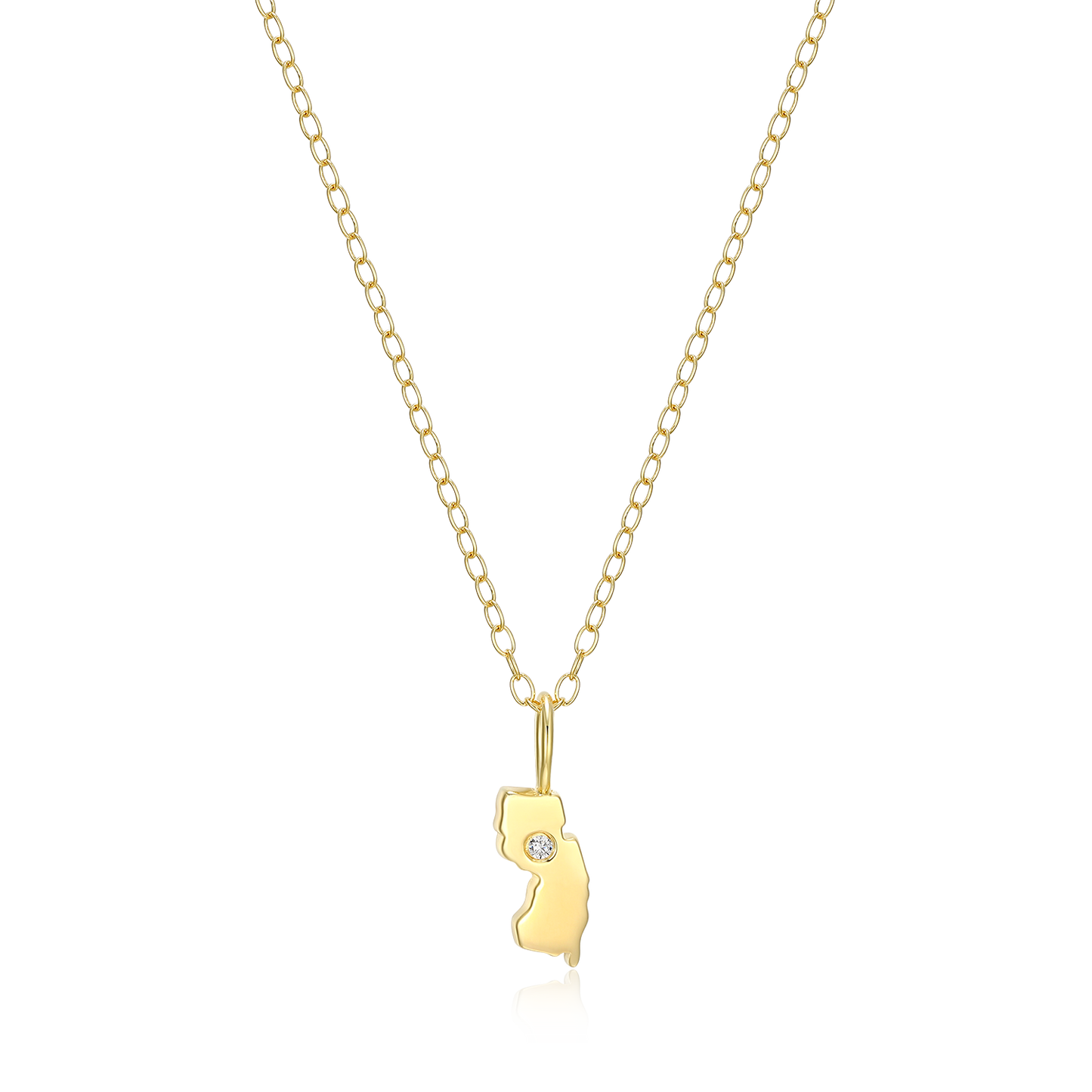 New Jersey State Lab-Created Diamond Pendant Necklace in 14K Gold-Plated Sterling Silver | M by Monte Luna