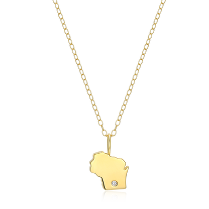 Wisconsin State Lab-Created Diamond Pendant Necklace in 14K Gold-Plated Sterling Silver | M by Monte Luna