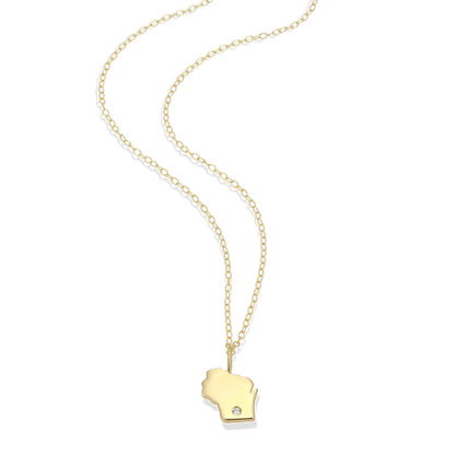 Wisconsin State Lab-Created Diamond Pendant Necklace in 14K Gold-Plated Sterling Silver | M by Monte Luna