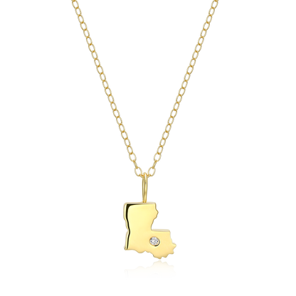 Louisiana State Lab-Created Diamond Pendant Necklace in 14K Gold-Plated Sterling Silver | M by Monte Luna