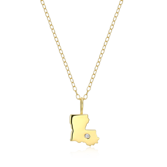 Louisiana State Lab-Created Diamond Pendant Necklace in 14K Gold-Plated Sterling Silver | M by Monte Luna
